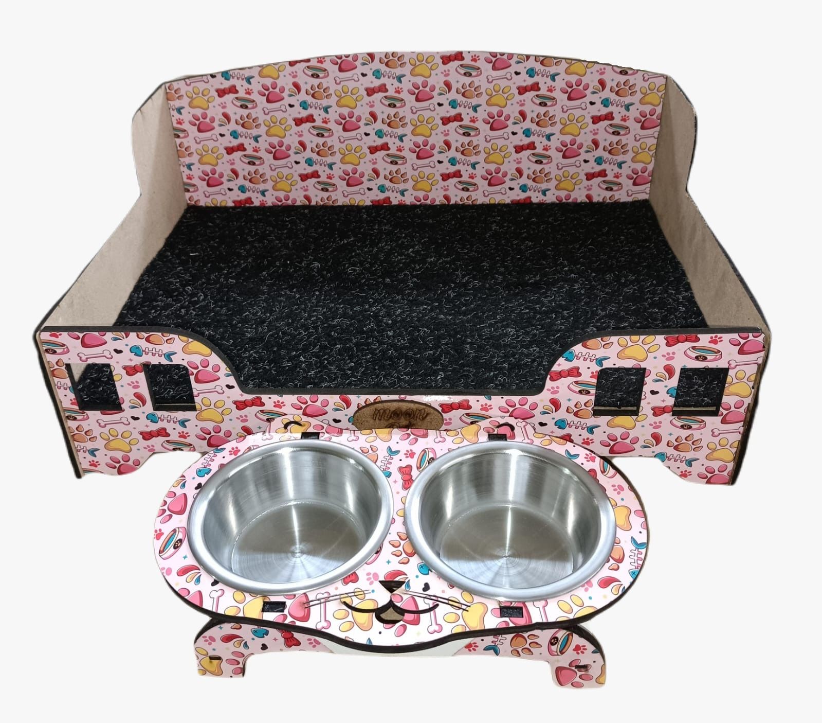 AHŞAP KEDİ YATAK MAKABI SETLİ